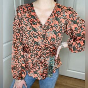 Love Not Fear Floral Wrap Blouse